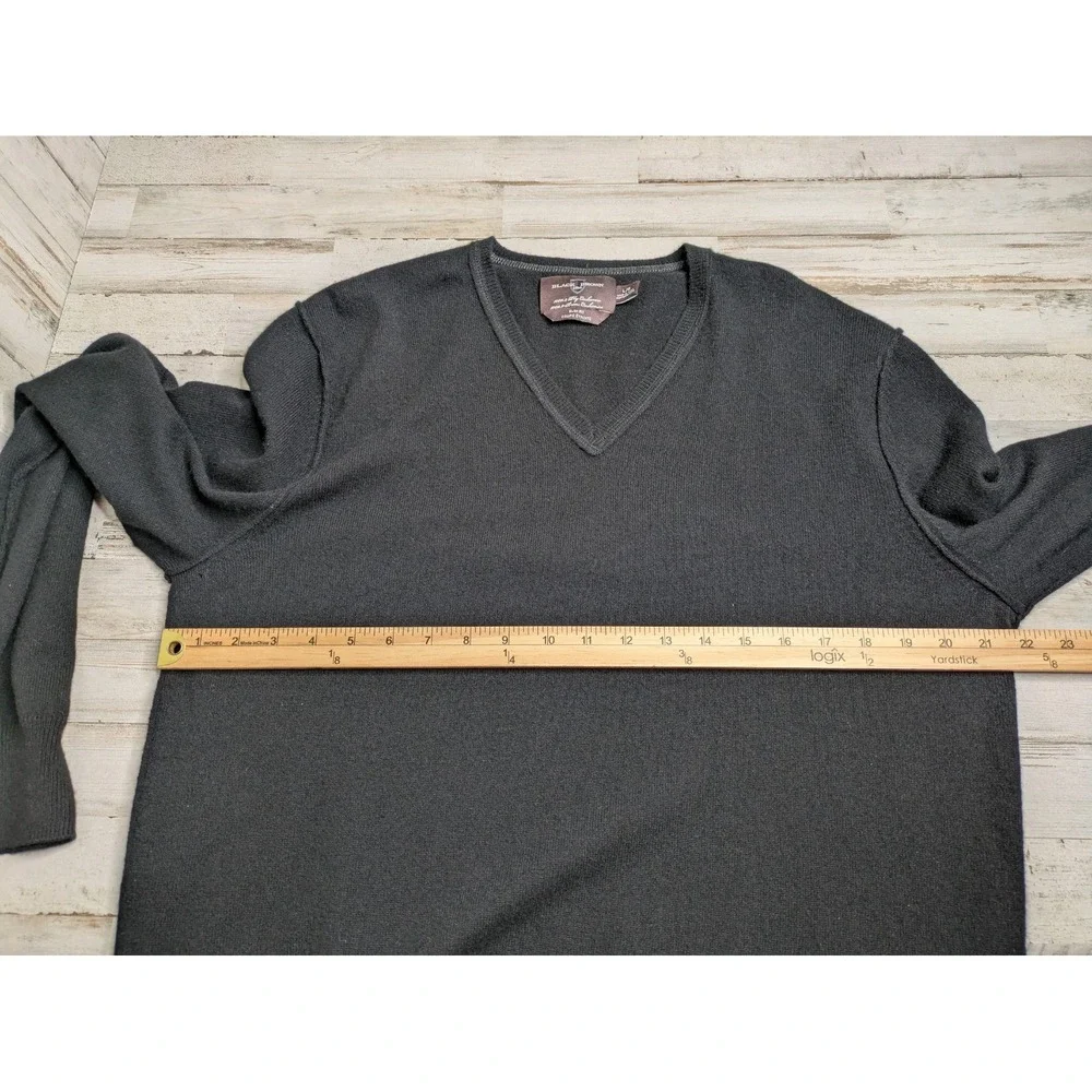 Black Brown 1826 Men's 100%‎ 2-Ply Cashmere V-Neck Sweater Black Men's Large